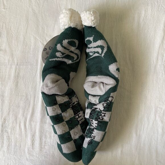 Harry Potter Wizarding World Green Sherpa-Lined Non-Slip Grippers Socks One Size - Picture 3 of 6